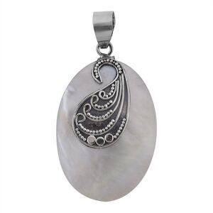 Mother Of Pearl Carved Pendant in Sterling Silver